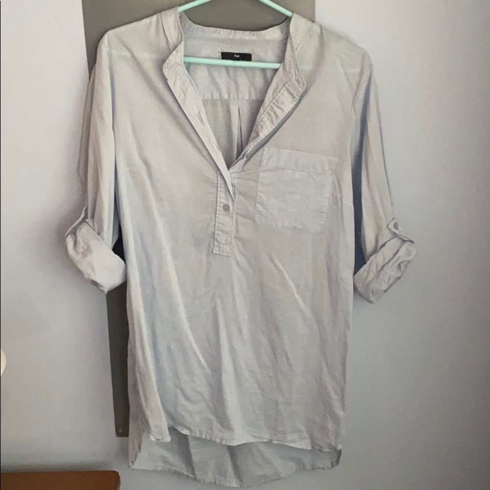light blue quarter button down